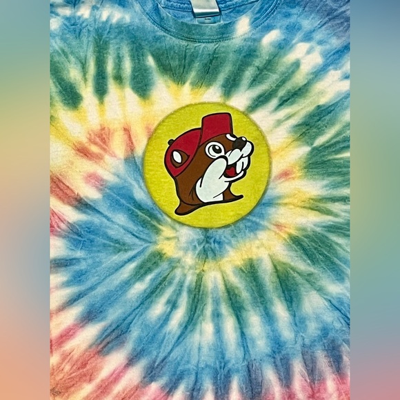Authentic Buc-ees Shirt Adult Medium Tie Dye Short Sleeve Casual Peace Love - Picture 2 of 5